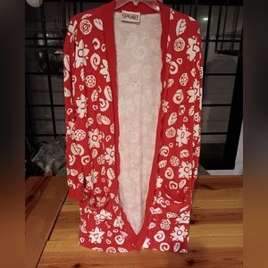 Vintage Sunny sport Cardigan, size M, Red and White, Great condition for the age